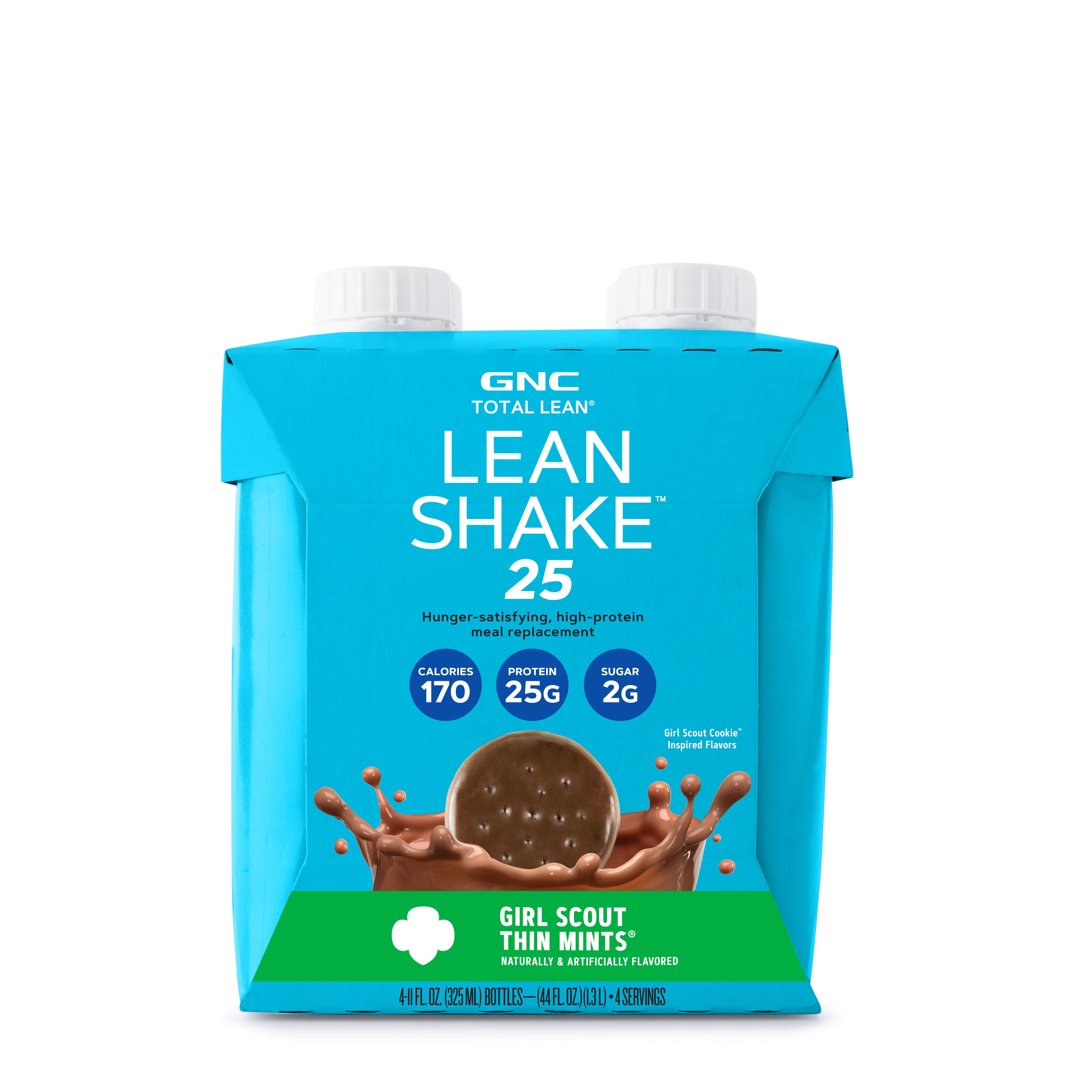 GNC Total Lean Lean Shake 25 - Girl Scout Thin Mints - 4 Cartons